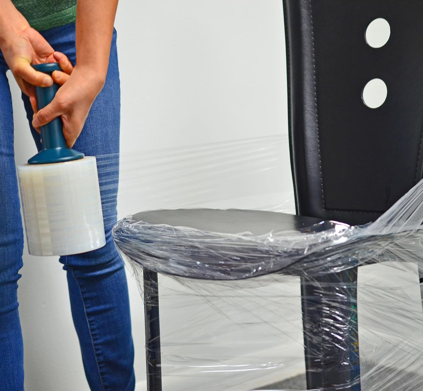 WOD SFCB80 Heavy Duty Hand Stretch Film Wrap 80 Gauge Thick with Dispenser - Clear Shrink Wrap Ideal for Moving, Packing, & Palletizing Applications: 3" in. x 1000 Ft (18-Rolls)