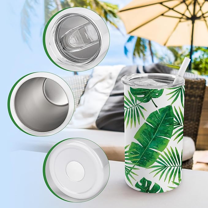 Joyclub 4 Pack 12 oz Sublimation Tumblers Stainless Steel Skinny Straight Sublimation Tumbler with Lid and Straw Ideal for DIY Gifts, Tea, Coffee, Wine