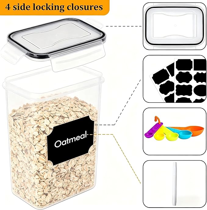 32 Pack Airtight Food Storage Containers with Lids, BPA Free Clear Plastic Pantry Storage Containers, Kitchen Pantry Organizers for Cereal, Flour, Sugar, Dry Food