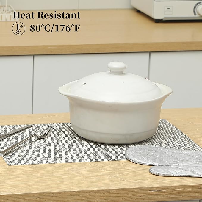 Leetaltree Silver Placemats Set of 4 - Heat Resistant Non-Slip Place mats for Dining Table, Washable Durable PVC Vinyl Woven Table Mats（Silver, 4）