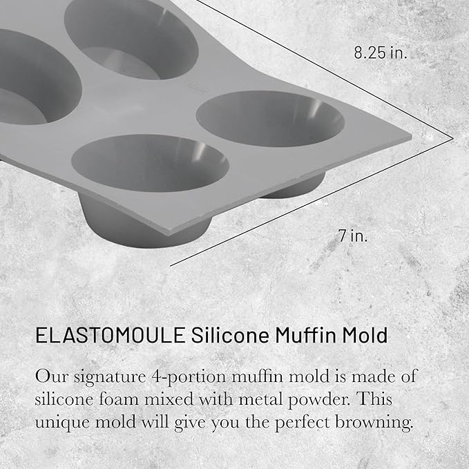 de Buyer ELASTOMOULE Muffin Silicone Mold - Creates 4 Muffins - Easy to Use & Clean - Dishwasher Safe
