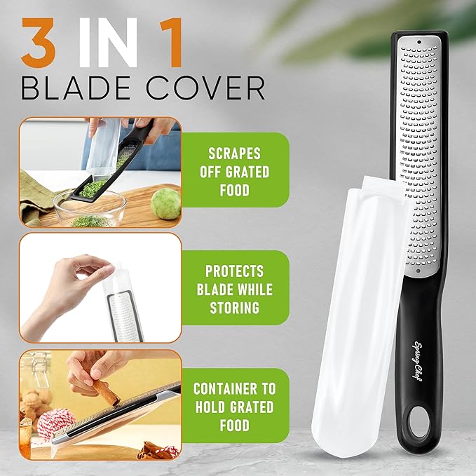 Spring Chef Swivel Vegetable Peeler & Y Peeler with Sharp Stainless Steel Blades & Premium Lemon Zester (Fine Grater) with Handle - 3 Product Bundle - Black