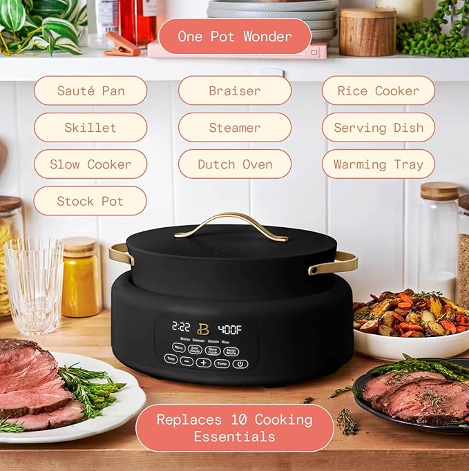 10 in 1 Electric Multi Cooker 6 Quart Nonstick Programmable Kitchen Cooker Black