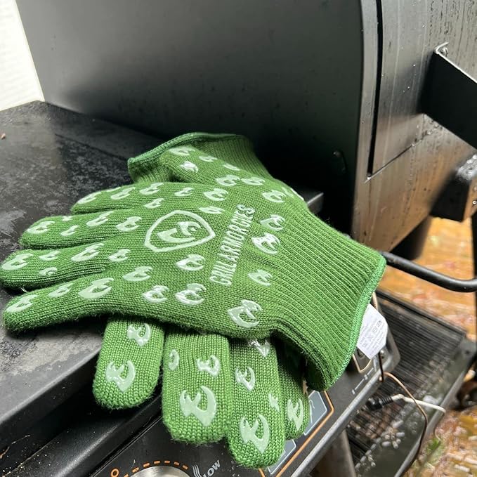 Grill Armor Oven Gloves with Fingers – 932°F Heat, Fire & Cut Resistant Mitts for BBQ, Grill, Cooking, Grilling, Baking, Smoker & Fire Pit
