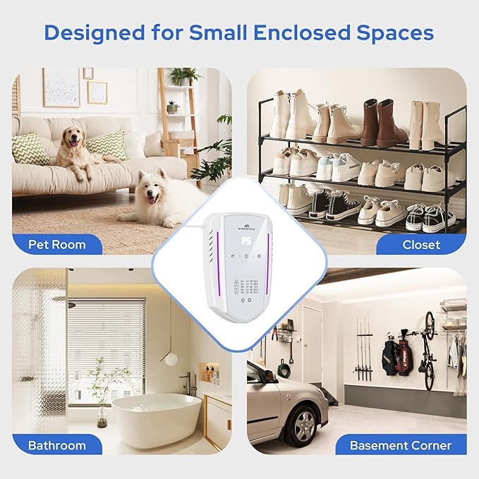 Cat Litter Deodorizer & Ozone Odor Eliminator, Pet Odor Eliminator Air Purifier for Home, Plug-in Litter Box Deodorizer for Strong Cat Urine & Poop Smell, 5 Modes for Cat Room, Kitchen, Toilet