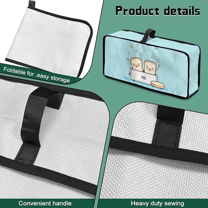 Cute Bread Man Toaster Cover 2 Slice, Machine Washable 2 Slice Slim Toaster Cover Protective Dust Covers for Kitchen Appliances, Heat-Resistant Furniture Protectors