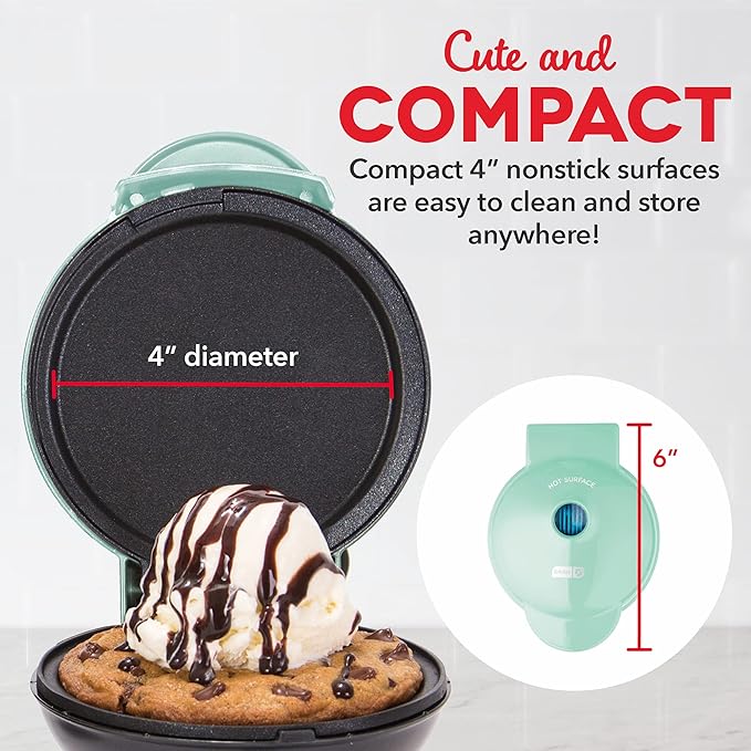 Dash Mini Maker Set - Customized Treat Maker - Supports Multi-Function Cooking - Easy Cleanup and User-Friendly Design - Aqua - Waffle & Griddle Irons