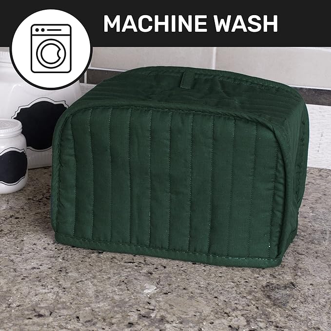 RITZ Premium Universal Two Slice Toaster Cover, 11.25" x 5.75" x 7", Polyester and Cotton Quilted, Fingerprint Protector, Super Soft Appliance & Dust Cover, Appliance NOT Included, Dark Green