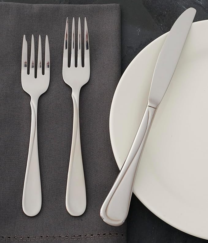 Oneida Silverware Set, Flight Everyday Flatware Salad Forks Set, Service For 4, 18/0 Stainless Steel, 6.65 x 1.04-Inch, Mirror Finish, Dishwasher Safe, Utensils Sets, Salad Fork (Silver, 4 Piece)