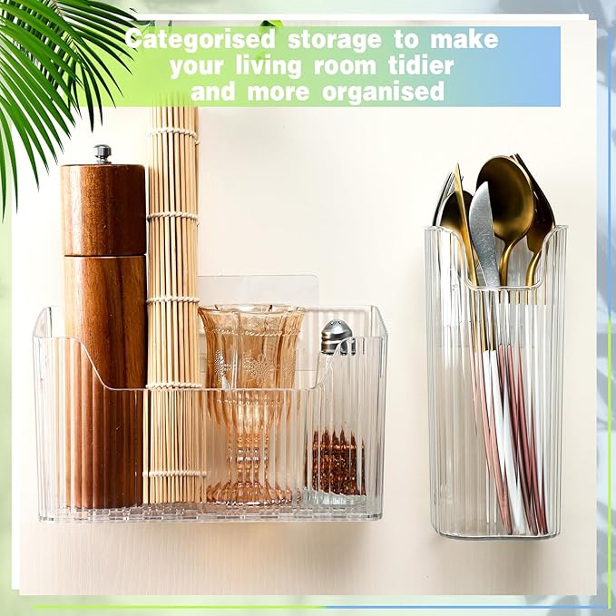 8 Pcs Storage Organizer Bins Wall Mounted Organizer Basket Plastic Cabinet Door Bins Stackable Hanging Baskets for Organizing for Wall Refrigerator Kitchen Bathroom Pantry(3.35'',White)