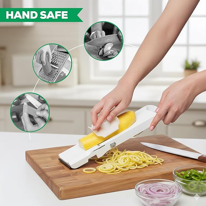 Benriner Japanese Mandoline Slicer – Vegetable Slicer with 4 Stainless Steel Blades, BPA-Free Adjustable Vegetable Cutter – Official US Version with Authentic Retail Packaging