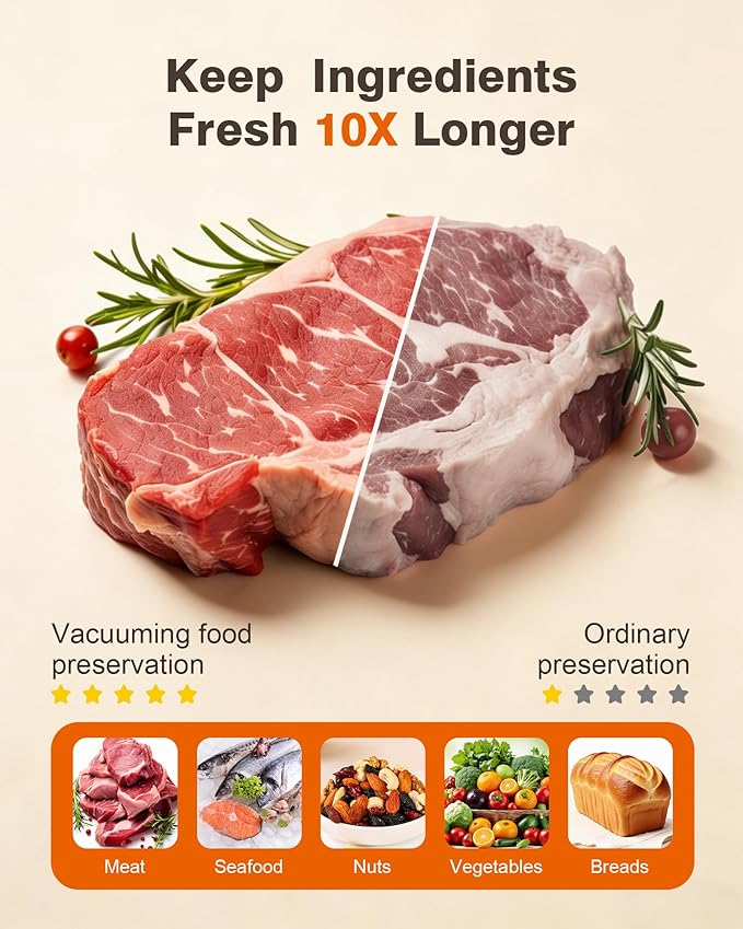 Vacuum sealer for food, Chef’s Design to Preserve Freshness, Compact Handheld Vacuum Sealer with 30 Reusable Bags, Professional-Grade for Food Storage Savers, Mustard