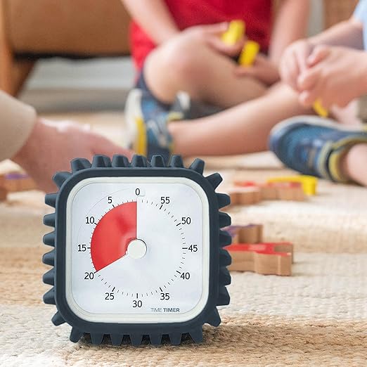 Time Timer MOD with Tire Protective Case - Charcoal Case with Visual Timer - Individual Sized 60 Minute Visual Countdown for ADHD, Autism, Kids, Students, and Pomodoro with Silent Operation (Tread)
