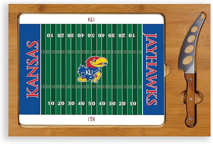 PICNIC TIME NCAA Icon Glass Top Cutting Board & Knife Set, Cheese Boards Charcuterie Boards, Serving Platter, (Parawood & Bamboo)