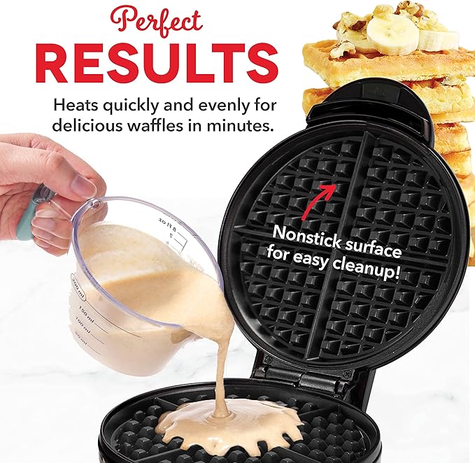 Dash Express Waffle Maker -Electric Waffle Maker for Creative Homemade Treats - Dual Nonstick Cooking Surfaces, Easy Food Release & Quick Cleanup - Compact, Space-Saving Design - 8 Inches - Black