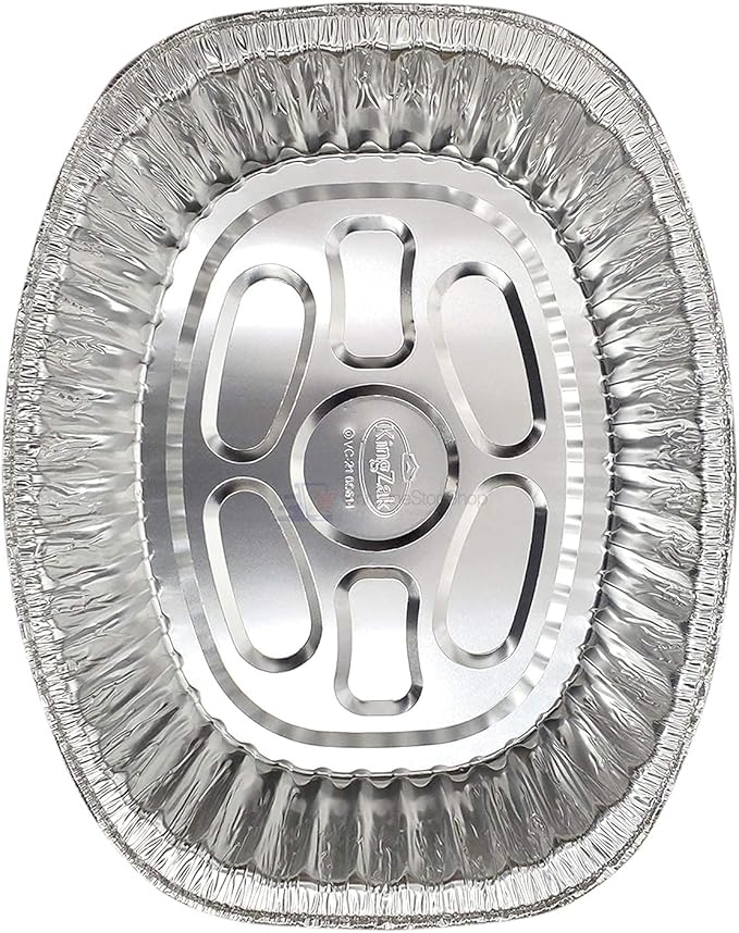 Disposable Oval Roasting Pan - Durable Turkey Roaster Pans Extra Large, Heavy-Duty Aluminum Foil, Deep, Oval Shape for Chicken, Meat, Brisket, Roasting, Baking, Recyclable (40)