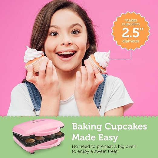 Babycakes Full Size 12 Cupcake Maker - Kitchen Appliance with Nonstick Coating & Latching Handle - Machine for Full-Sized Cupcakes - Includes Manual with Cupcake Recipes