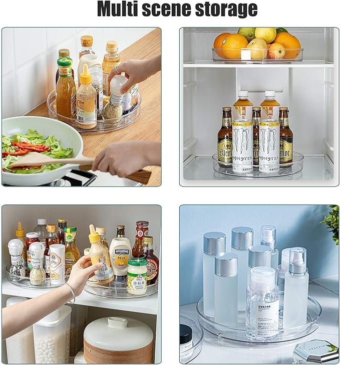 Roninkier Lazy-Susan Spice Rack Organizer - Rotating Storage Turntable for Kitchen, Pantry, Cabinet, Refrigerator, Countertop