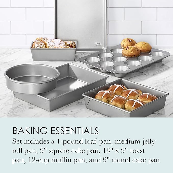 Chicago Metallic Commercial II Non-Stick 6-Piece Bakeware Set, Silver