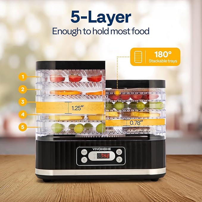 VIVOHOME Electric 5 Trays Food Dehydrator Machine with VIVOHOME 4.75 Quart Stand Mixer