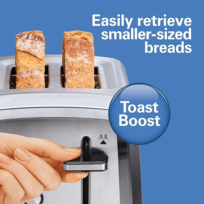 Hamilton Beach 2 Slice Toaster with Extra-Wide Slots,Bagel Setting,Toast Boost,Slide-Out Crumb Tray,Auto-Shutoff & Cancel Button,Defrost Function,Stainless Steel (22794),(Pack of 2)