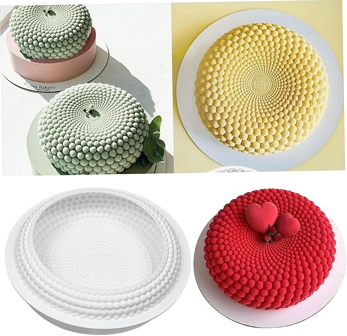 Mousse Cake Molds Round Beaded Design Cake Mold Non-Stick Easy Release Washable Reusable Silicone Mould for Baking Pastries, French Dessert, Mold, Mousse Molds