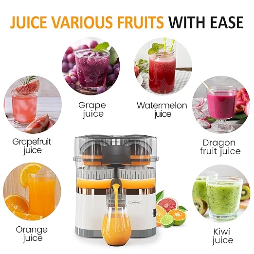 Dual-Head Electric Citrus Juicer, Plug-in Model Juicer Machine with Cleaning Brush, Portable Lemon Squeezer for Fresh Orange, Lemon, Lime, Kiwi, Grapefruit, Easy to Clean&Use