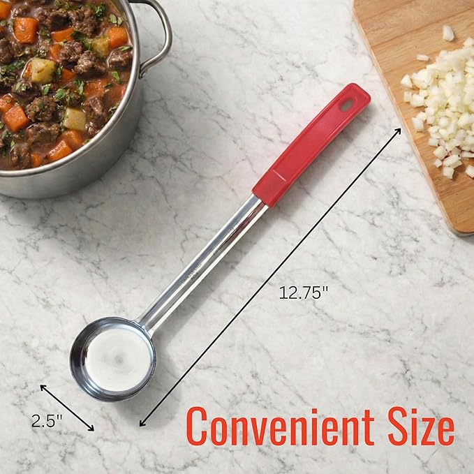 2 Ounce Solid Stainless Steel Portion Control Ladle Spoon for Measuring and Serving; Commercial Grade Serving Scoops [Pack of 2]