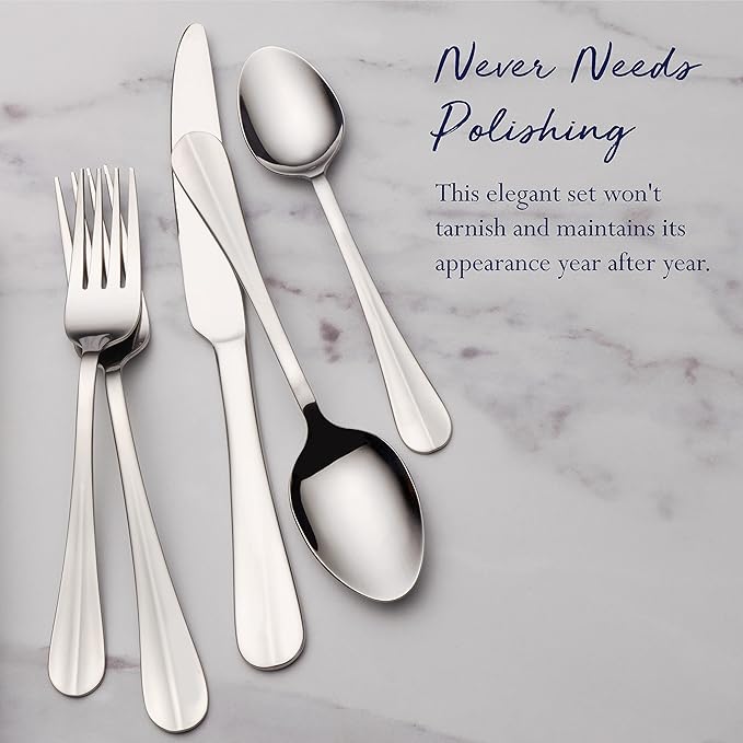 Pfaltzgraff Everyday Simplicity 53-Piece Stainless Steel Flatware Set, Service for 8