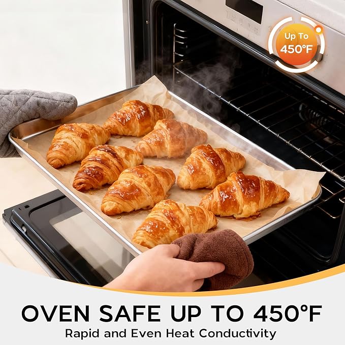 Onader 9 x 13 Inch Baking Sheet, Stainless Steel Quarter Sheet Pan for Baking & Roasting, Metal Cookie Toaster Oven Pan Tray, Heavy Duty & Dishwasher Safe, 1-Pack (Actual Size: 12.5" x 9.7")