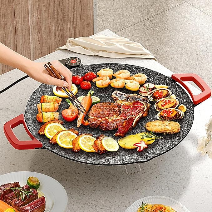 Indoor Grills Electric Smokeless – Nonstick Electric Griddle for Indoor Use, Fast-Heating Compact & Versatile Cooking for Steaks, Pancakes, and BBQ (15.7inch)(11.8in)