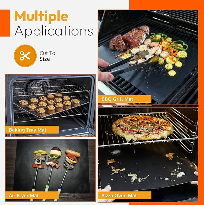 Teflon Mats Large Reusable Non Stick for Toaster Ovens, Dishwasher Safe, Oven Mat for Bottom of Oven (16" x 24", 6 Pack)