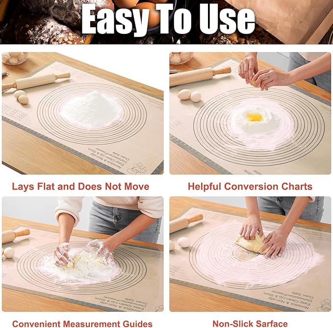 Silicone Pastry Mat 36x24 Inch Extra Large Baking Mat, Nonstick Kitchen Counter Kneading Board, Perfect for Dough, Pastry, Dough Rolling, Fondant, Pie Crust, Fondant, Cookies, Bread, Pasta, Pizza