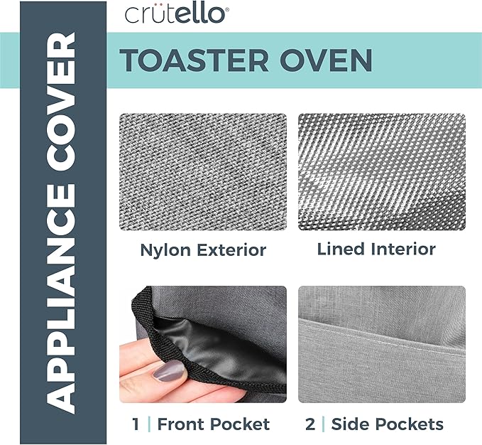Crutello 6 Slice Toaster Oven Cover - Storage Pockets, Heavy-Duty Dust Covers