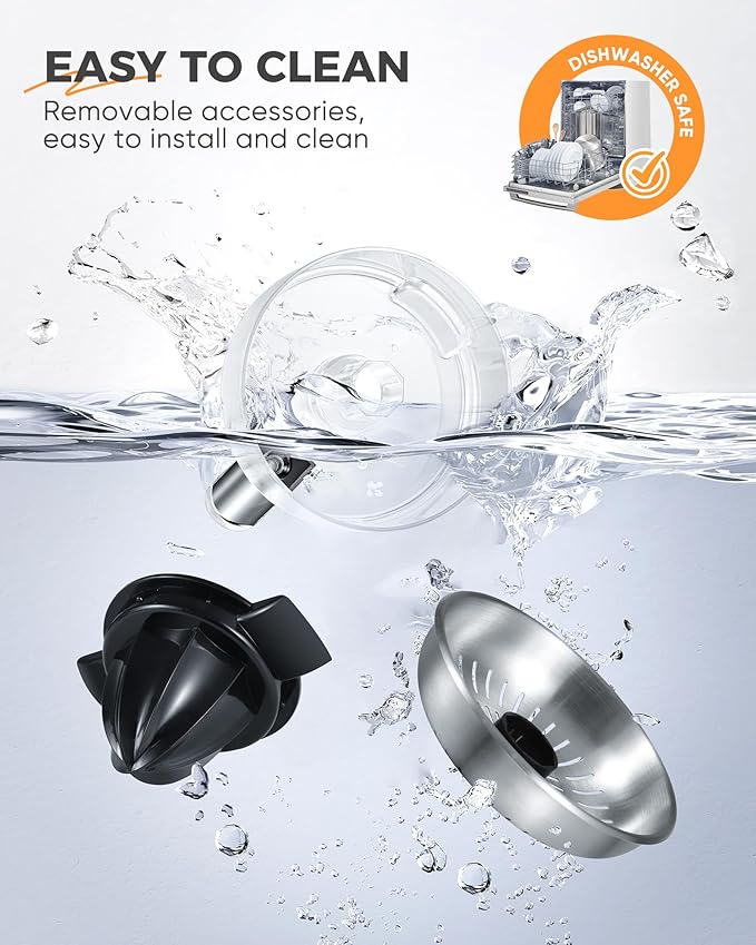 Electric Orange Juicer, Citrus Juicer Squeezer with 2 Interchangeable Cones, 160W Electric Juicer Machine with Stainless Steel Body & Transparent Juice Collector for Lime Grapefruit Lemon