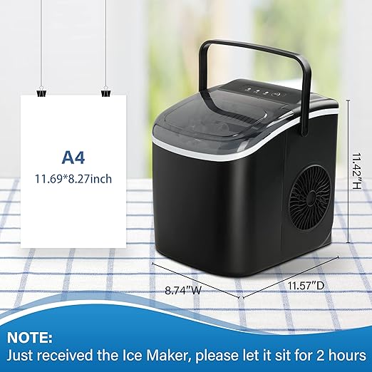 Simple Deluxe Ice Maker for Countertop, Self-Cleaning, Portable Ice Machine with Scoop and Basket, 26lbs Ice/24Hrs, 6 Mins 9 Bullet Ice, 13.7lbs, for Home Kitchen Office, Black