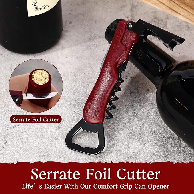 Hushee 24 Pcs Wine Opener Bulk with Foil Cutter Corkscrew Key 3 in 1 Red Bottle Opener Professional Stainless Steel Beer Corkscrew for Beverages Bartenders Summer Party (Black,Blue,Wine Red)