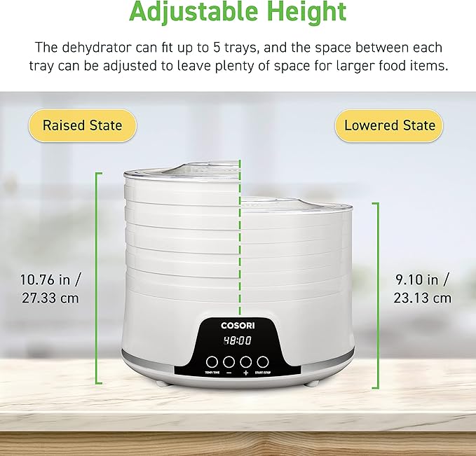COSORI Food Dehydrator, Expend to 7 Trays, Small BPA-Free Dryer with Adjustable Space, 50 Free Recipes for Jerky, Fruit, Meat, Dog Treats, Herbs, Vegetable, Mushrooms, and Egg