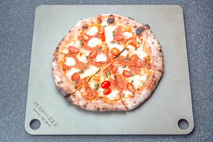 NerdChef Steel Stone - High Performance Pizza Baking | Made in USA (14.5" x 16") - (.375" Thick - Pro)