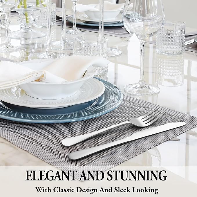 36 Pcs Silverware Set with Steak Knives Service for 6,Stainless Steel Flatware Set,Mirror Polished Cutlery Utensil Sets,Home Kitchen Eating Tableware Sets,Include Fork Knife Spoon,Dishwasher Safe