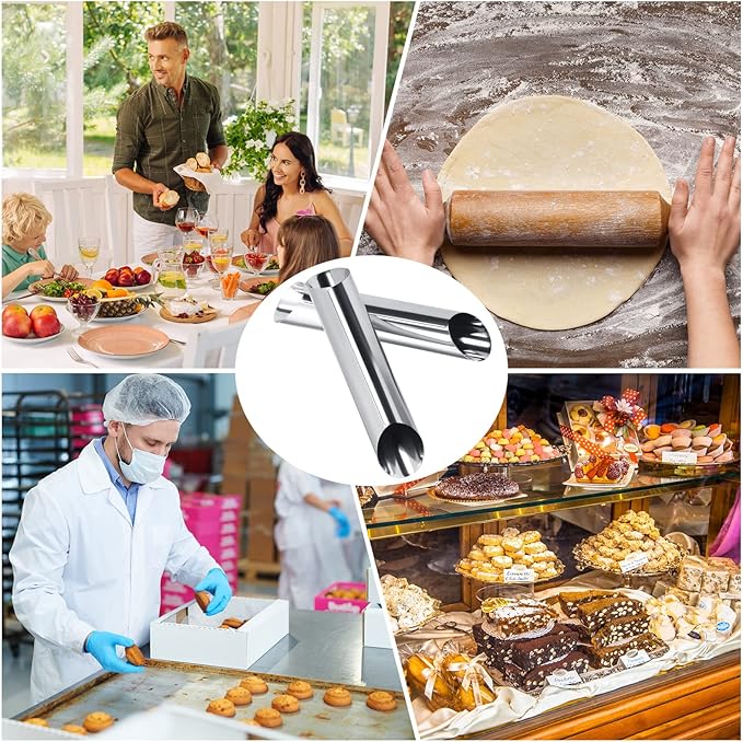Yexiya 50 Pcs Cannoli Tubes Stainless Steel Cannoli Forms Cream Horn Molds Non Stick Danish Pastry Molds for Croissant Shell Cream Roll Baking Cookie Dough (Tubes)