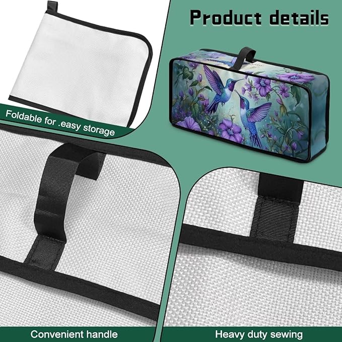 Toaster Cover 2 Slice Hummingbird Purple Floral 2 Slice Slim Toaster Cover Dust Proof Machine Washable Small Appliance Covers for Kitchen, Easy to Fold and Store