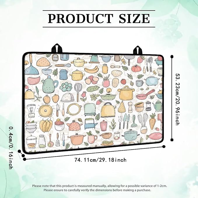 Kitchen Print Stove Top Covers Induction Cooktop Mat Countertop Mats Dish Drying Mats Heat Resistant Prevents Scratching Expands Usable Space 29'' x 20.9''