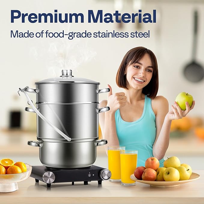 VIVOHOME Stand Mixer with Fermentation, One-Touch Presets, and 6 Qt Bowl, White, and VIVOHOME Stainless Steel Juicer Steamer Pot 11 Qt with Tempered Glass Lid