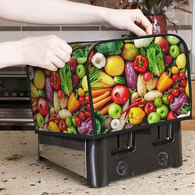 Vegetable Covers for Toasters 4 Slice,Cute Funny Bread Machine Cover with Handle,Washable Stain Resistant Kitchen Small Appliance Cover Dining Decor
