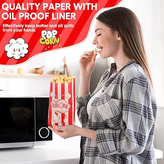 602 Popcorn Machine Supplies Set Sifting Speed Stainless Steel Popcorn Scoop Salt Shaker 600 Pcs 2 Styles 1 oz Bags Seasoning Dredge with Handle for Home Kitchen Theater Movie Tool