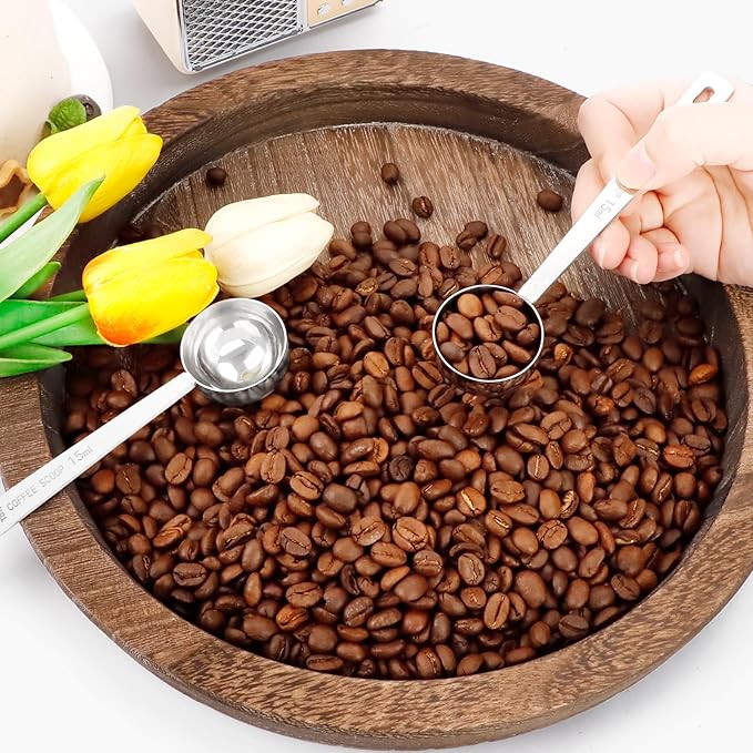 3Pcs Coffee Measuring Scoop Spoons, 15ML Stainless Steel Coffee Scoop, Long Handle Tablespoon for Measuring Coffee, Milk Powder, Fruit Powder, Tea, Sugar, Grains, Flour and Protein(Silver)