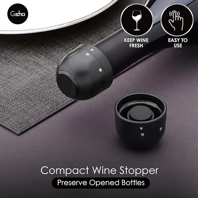 GOCHA | Vacuum Champagne Preserver | Premium Built-in Vacuum Seal | Universal Bottle Stopper | 1.5 inch Silicone Twist Top | Reusable, Leak Proof Cork | (Pack of 1)
