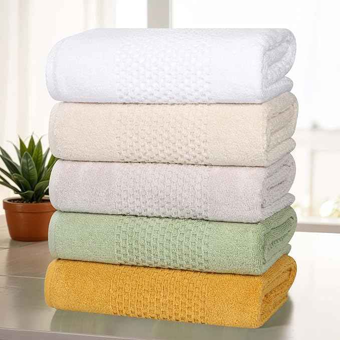 Superior Playa Zero Twist Cotton Medium Weight Towels, for Guest Bath, Bathroom, Shower, Spa, Plush, Quick Dry, Ultra-Soft Towels, Bath Essentials, Waffle Textured, 8 Piece Assorted Towel Set, Green