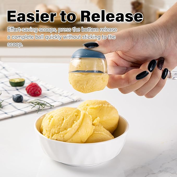 Cookie Scoop Set 1 Tablespoon, Size #60 Cookie Dough Scooper for Baking, 15 ml/0.5 oz Ice Cream Scoop, Acrylic Scoop, Comfortable Grip